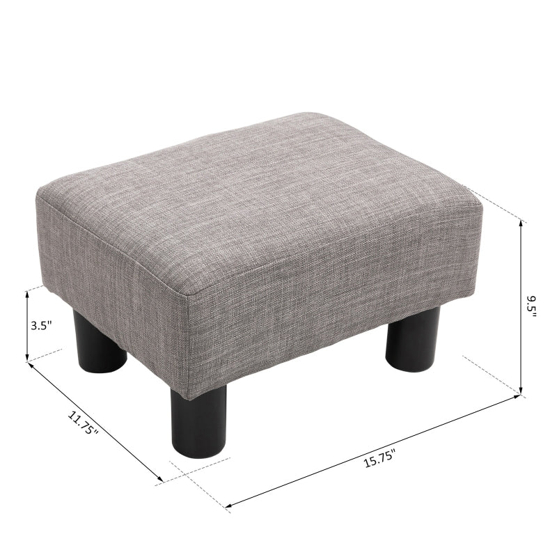 HOMCOM 16" Cube Linen Fabric Pouf Ottoman - Gray | Modern Footrest