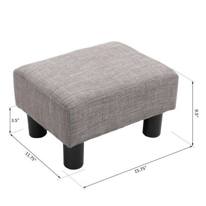 HOMCOM 16" Cube Linen Fabric Pouf Ottoman - Gray | Modern Footrest