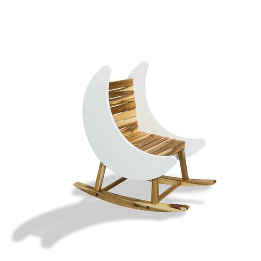 Milk Street Baby Crescent Moon Rocker Tot size Acacia with Snow