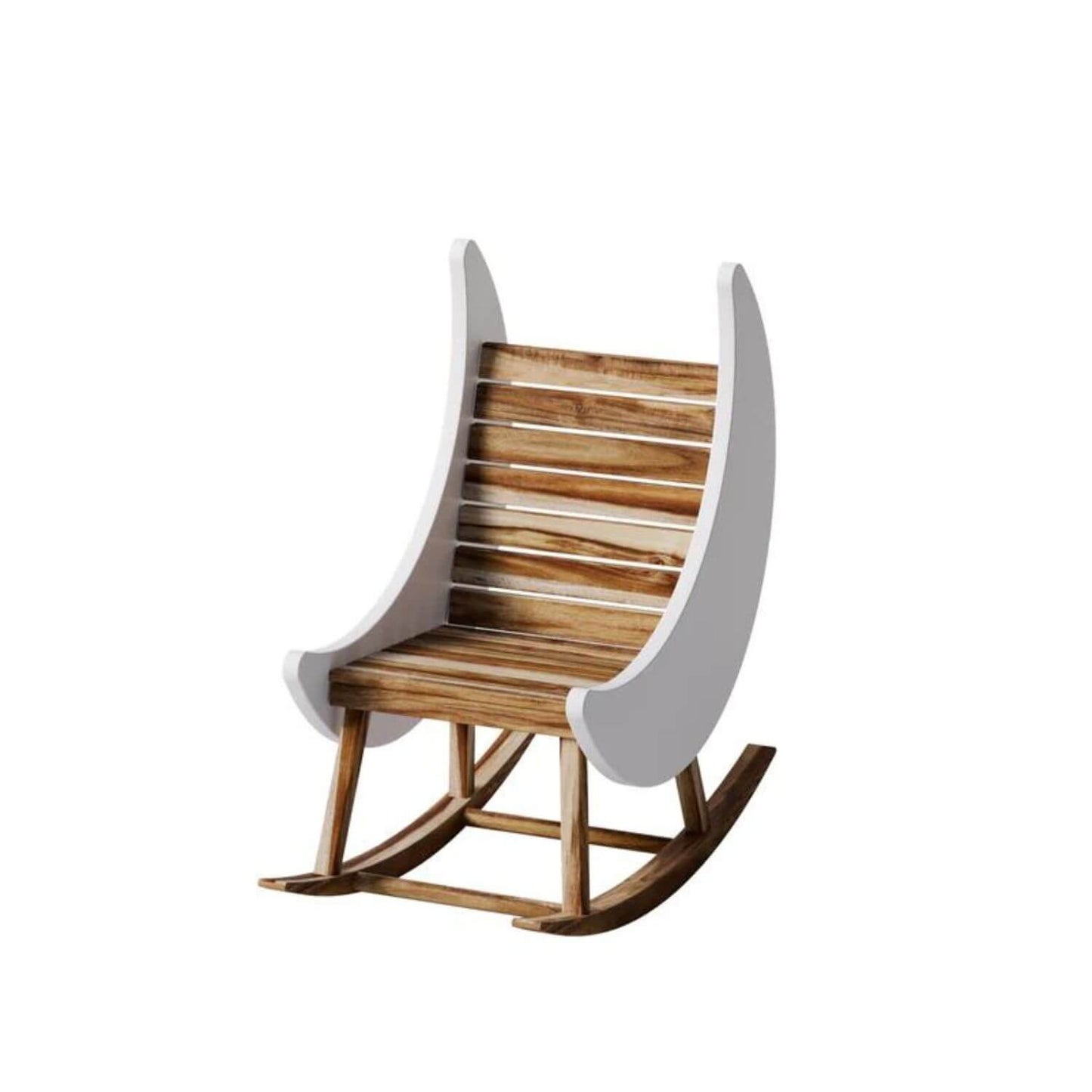 Milk Street Baby Crescent Moon Rocker Tot size Acacia with Snow