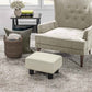 HOMCOM 16" Cube Modern Linen Fabric Pouf Footrest Ottoman Beige w/ Chair