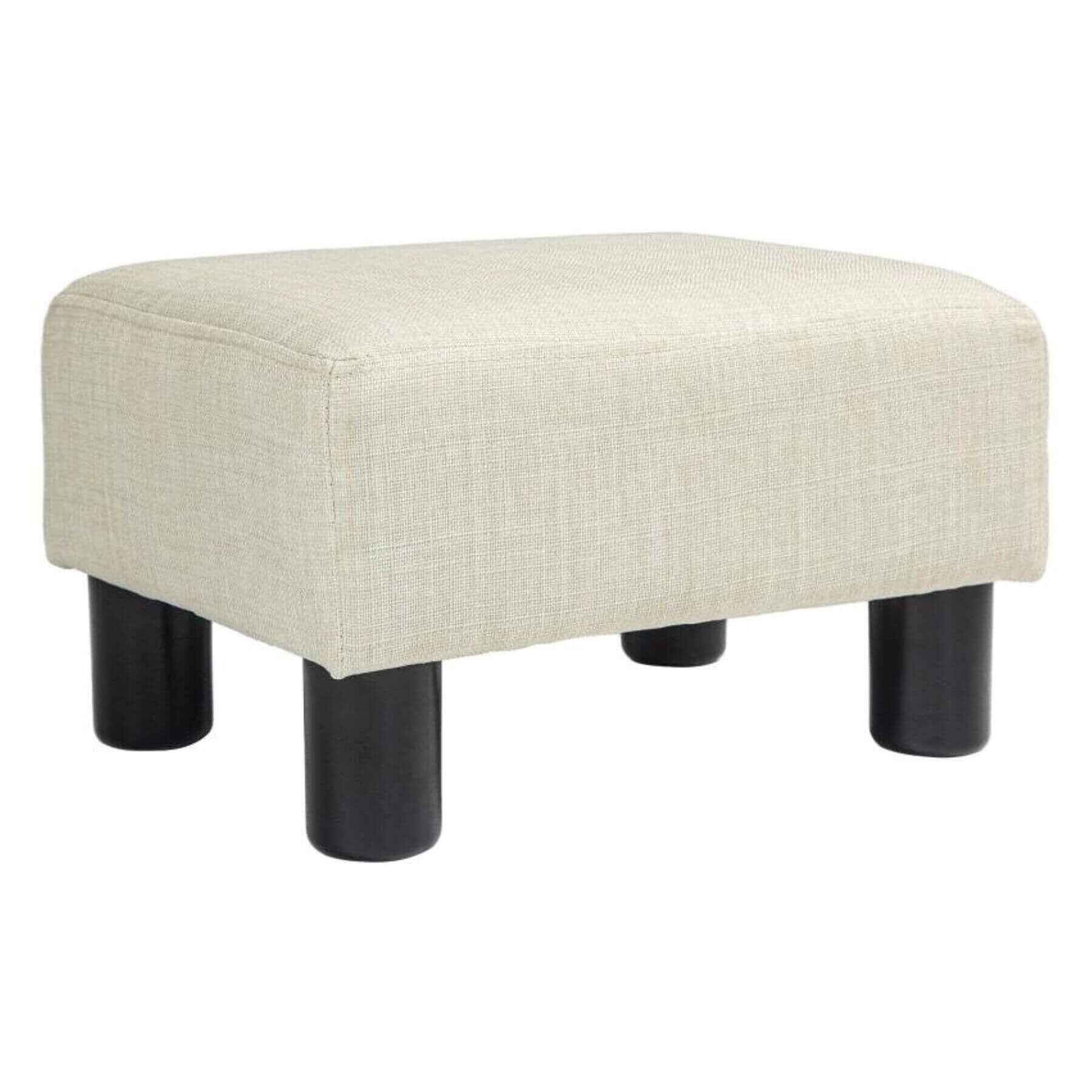 HOMCOM 16" Cube Modern Linen Fabric Pouf Footrest Ottoman Beige