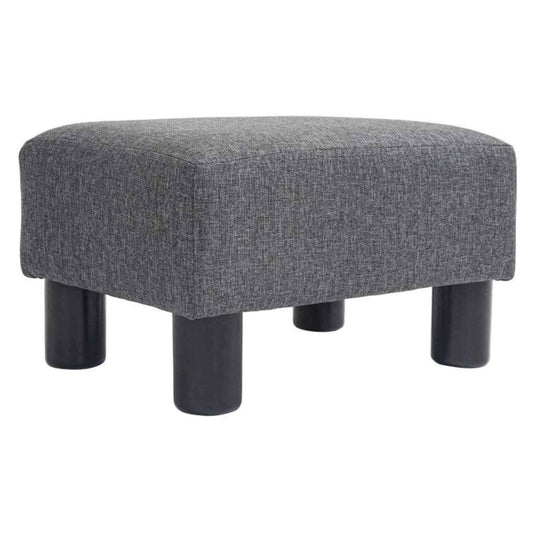 HOMCOM 16" Cube Modern Linen Fabric Pouf Footrest Ottoman Charcoal Gray