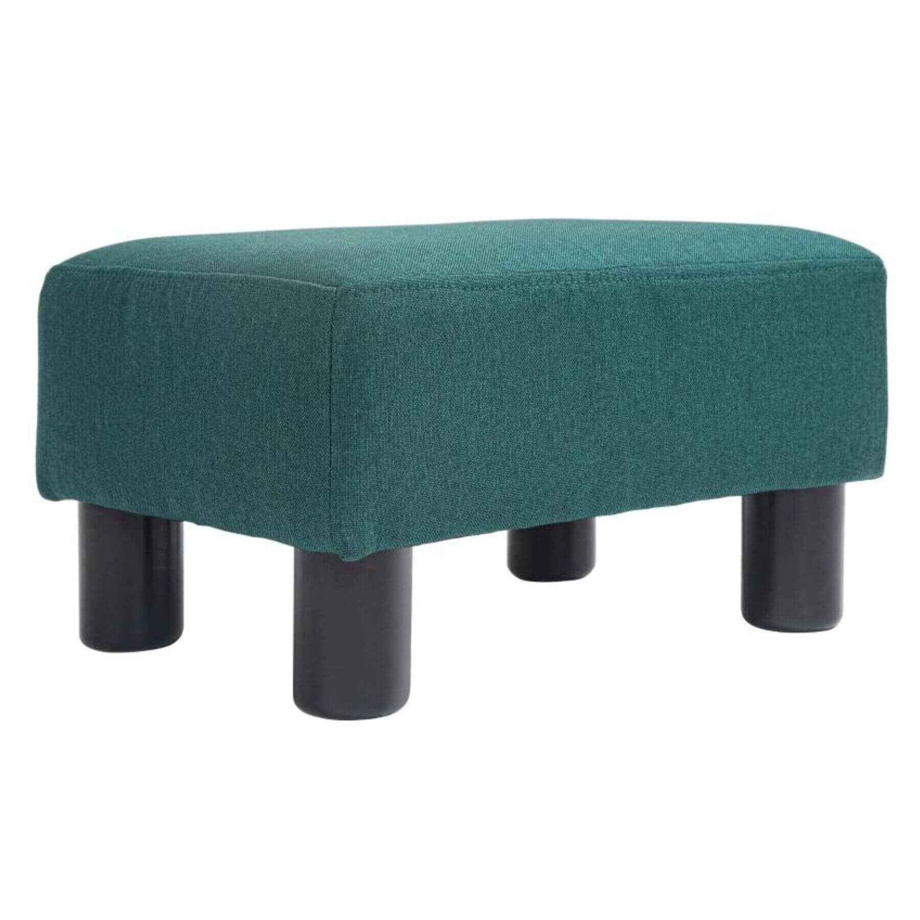 HOMCOM 16" Cube Modern Linen Fabric Pouf Footrest Ottoman Green