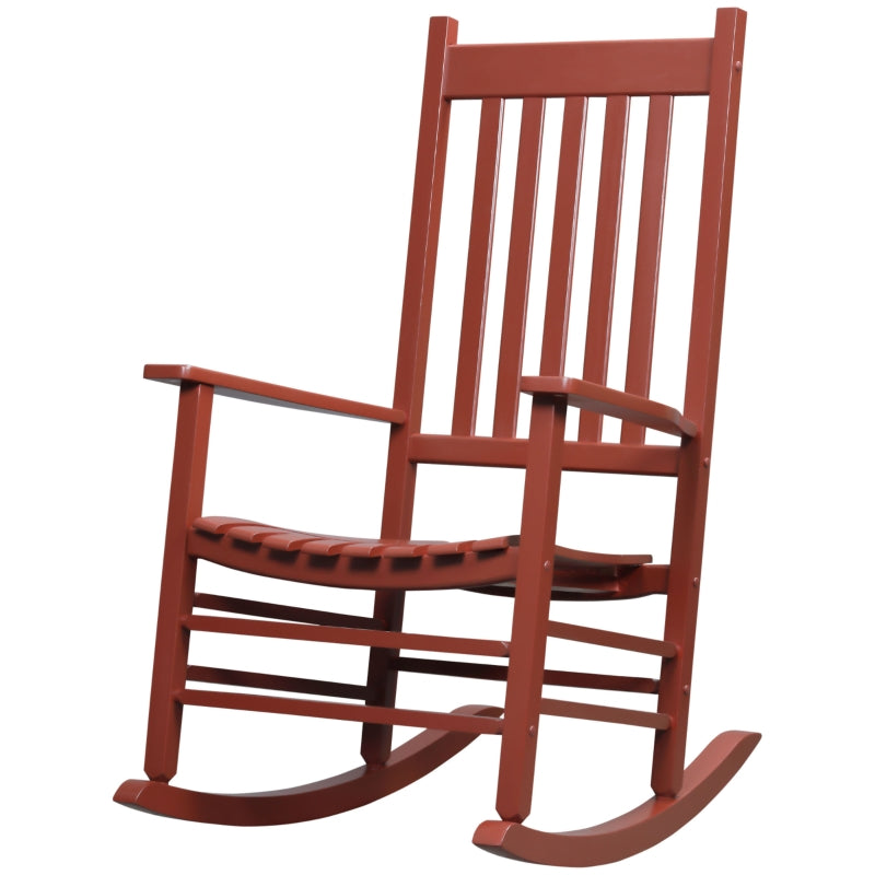 Outsunny Indoor/Outdoor Nursery Wooden Rocking Chair in Wine Red