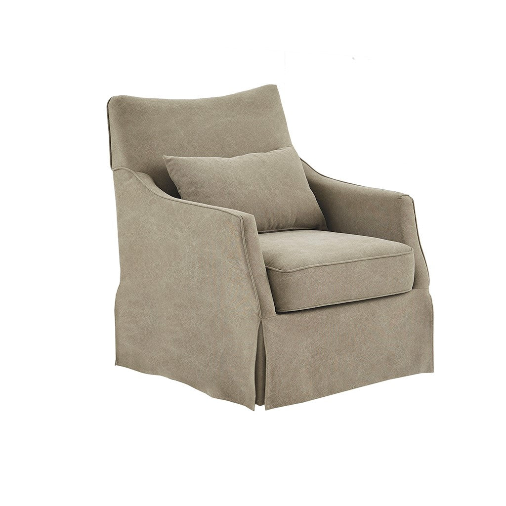 Martha Stewart London Skirted Swivel Chair | Tan