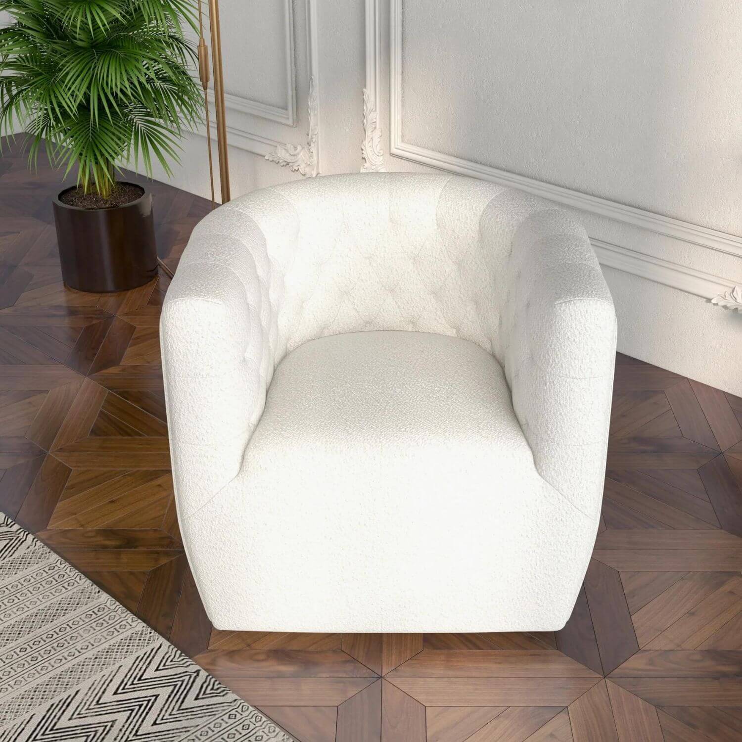 Ashcroft Delaney Cream Boucle Nursery Swivel Chair - Lifestyle