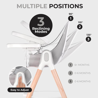 Children Of Design 6 in 1 Deluxe High Chair in Grey - Detail