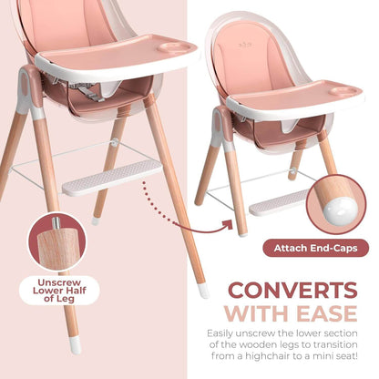 Children Of Design 6 in 1 Deluxe High Chair in Pink - Detail