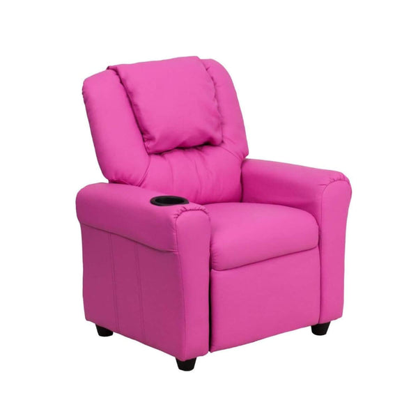 Flash Furniture Deluxe Contemporary Hot Pink Vinyl Kids Recliner with Arms