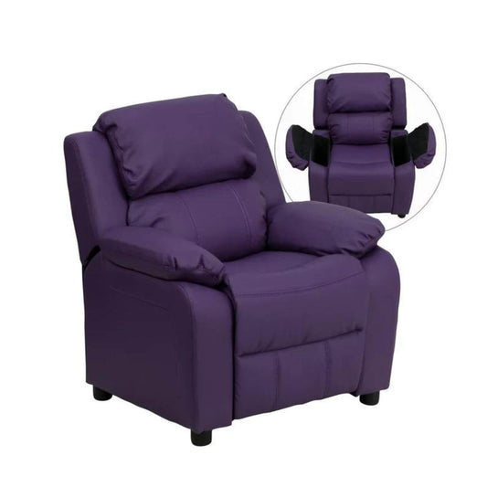 Flash Furniture Deluxe Contemporary Lavender Vinyl Kids Recliner with Arms