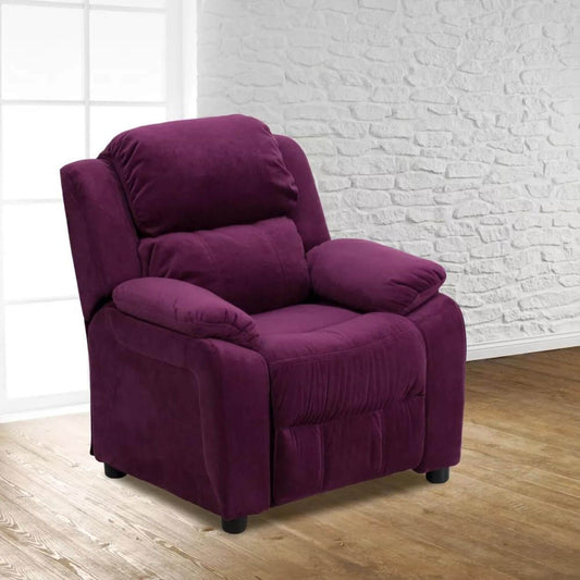Flash Furniture Deluxe Contemporary Purple Micro Kids Recliner with Arms