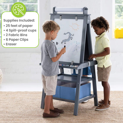 Kids Drawing on Little Partners Deluxe Learn & Play Art Center Grey