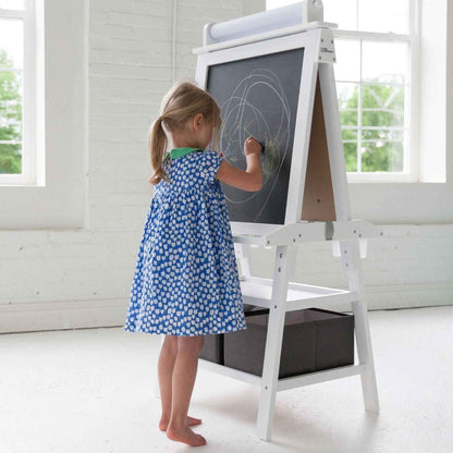 Girl Drawing on Little Partners Deluxe Learn & Play Art Center White