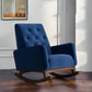 Ashcroft Demetrius Dark Blue Velvet Fabric Nursery Rocking Chair - Lifestyle