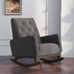 Ashcroft Demetrius Dark Grey Velvet Fabric Nursery Rocking Chair - Lifestyle