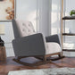 Ashcroft Demetrius Light Grey Velvet Fabric Nursery Rocking Chair - Lifestyle