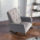 Ashcroft Demetrius Light Grey Velvet Fabric Nursery Rocking Chair - Lifestyle