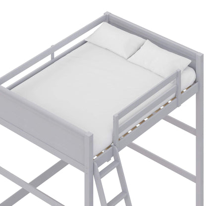 DHP Denver Loft Bed for Kids Full Size with mattress and pillows on a white background