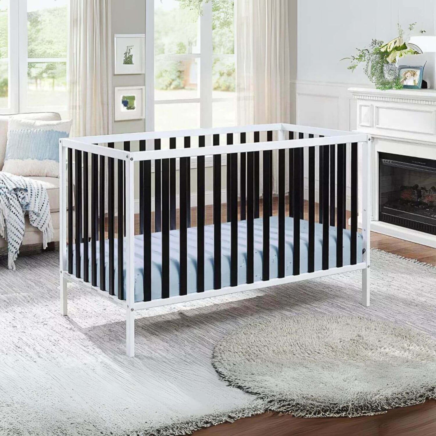 Deux Remi Island Crib White/Black