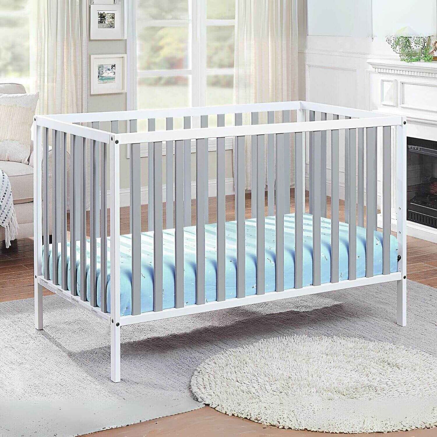 Deux Remi 3-in-1 Convertible Island Crib White/Gray