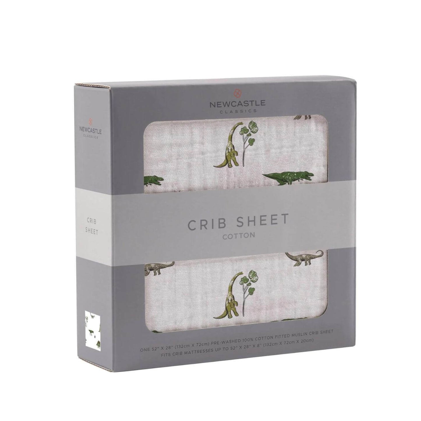 Newcastle Classics Dino Days Cotton Muslin Crib Sheet