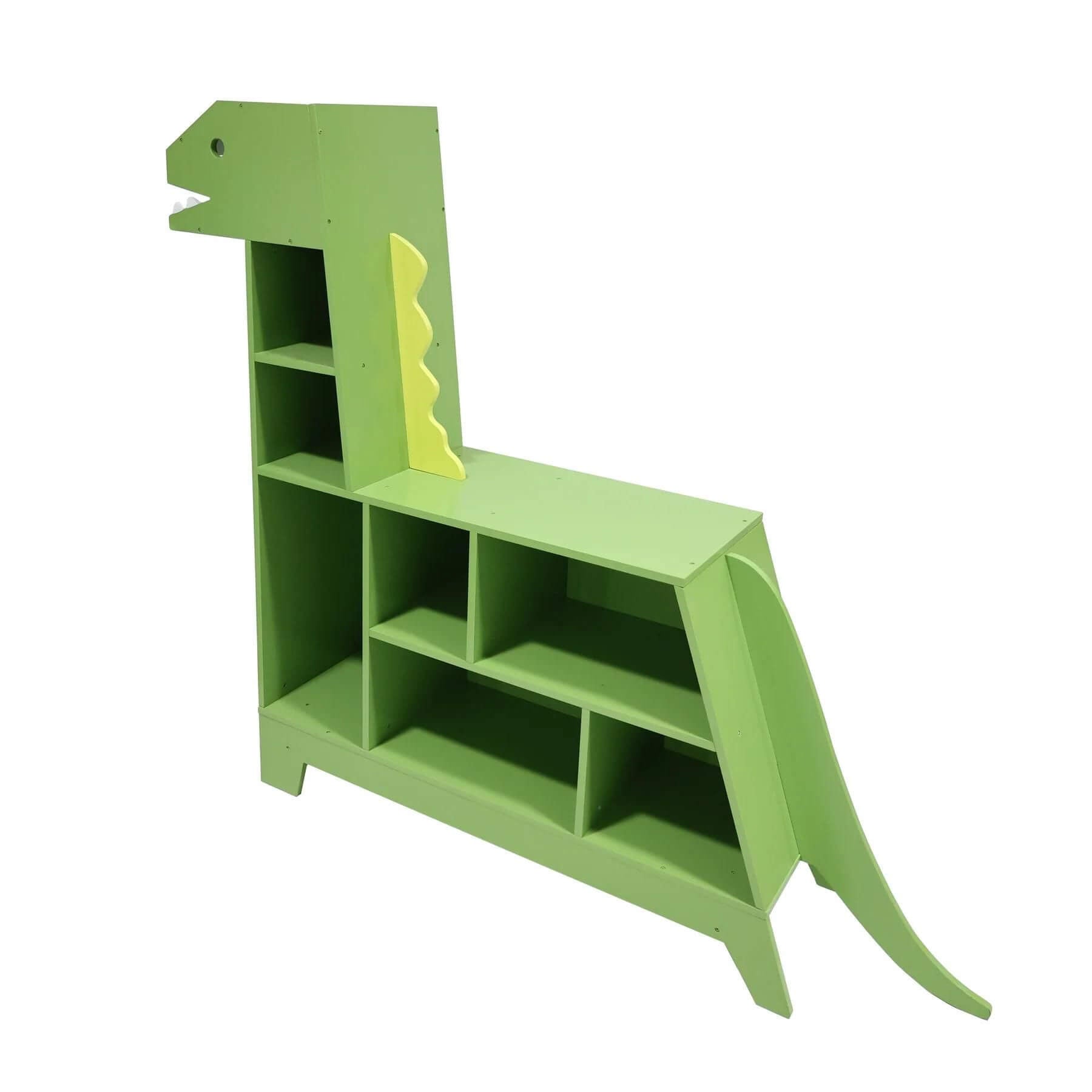 Teamson Kids Dinosaur Shaped Kids Bookcase / Toy Organizer Green