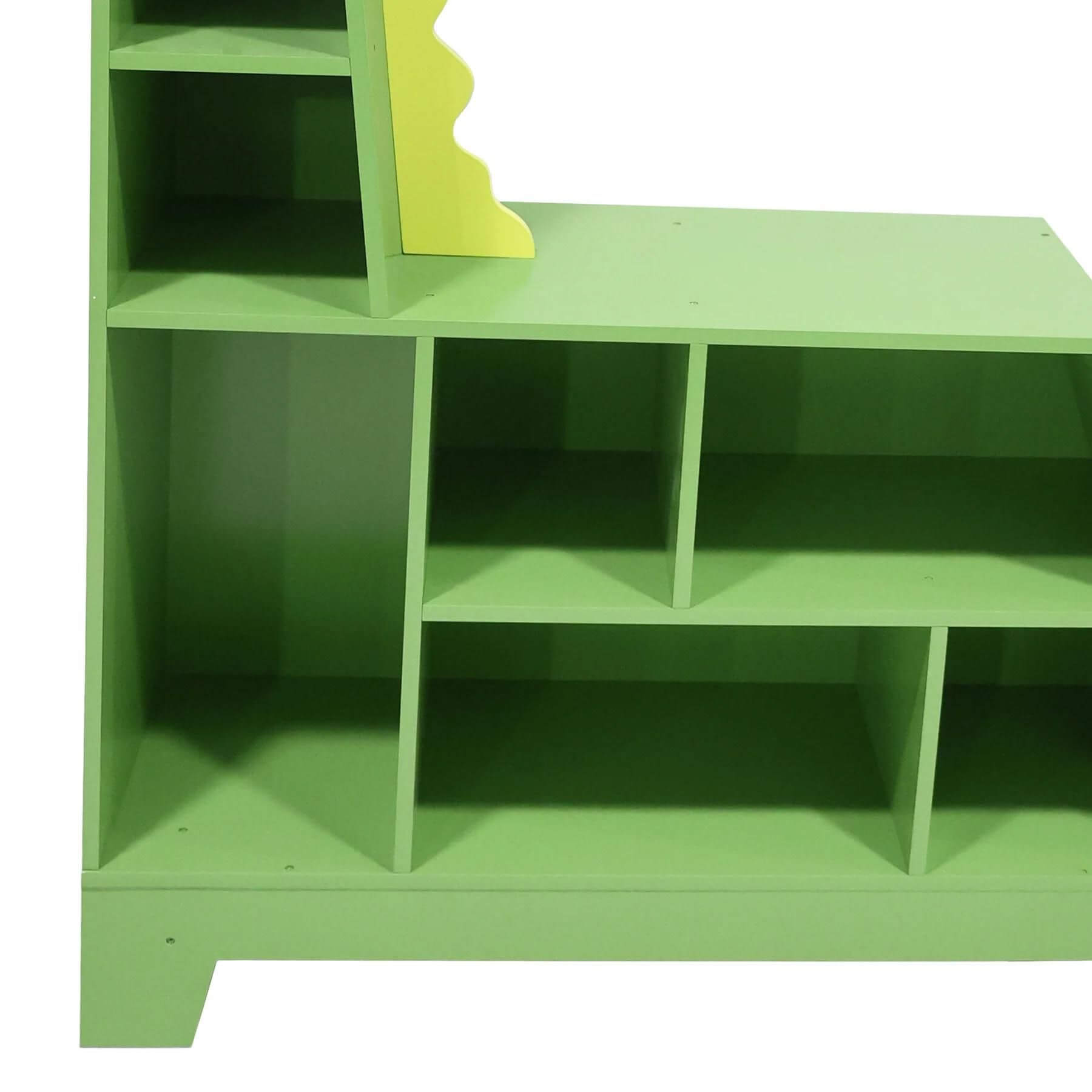 Detail of Teamson Kids Dinosaur Shaped Kids Bookcase / Toy Organizer Green