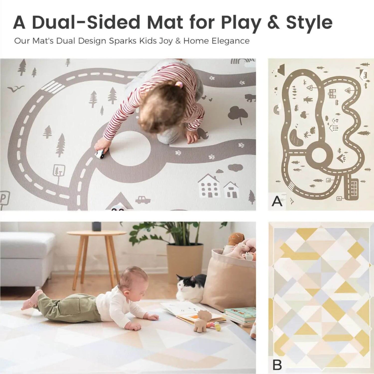 Kids Playing on Tiny Land® Double-Sided Baby Playmat Urban Zoo Adventure