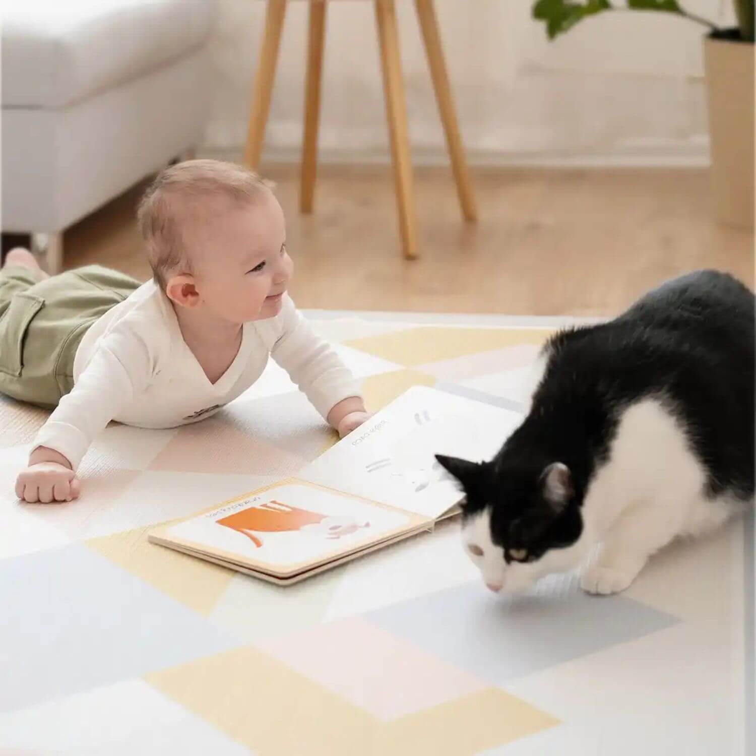 Baby & Cat on Tiny Land® Double-Sided Baby Playmat Urban Zoo Adventure