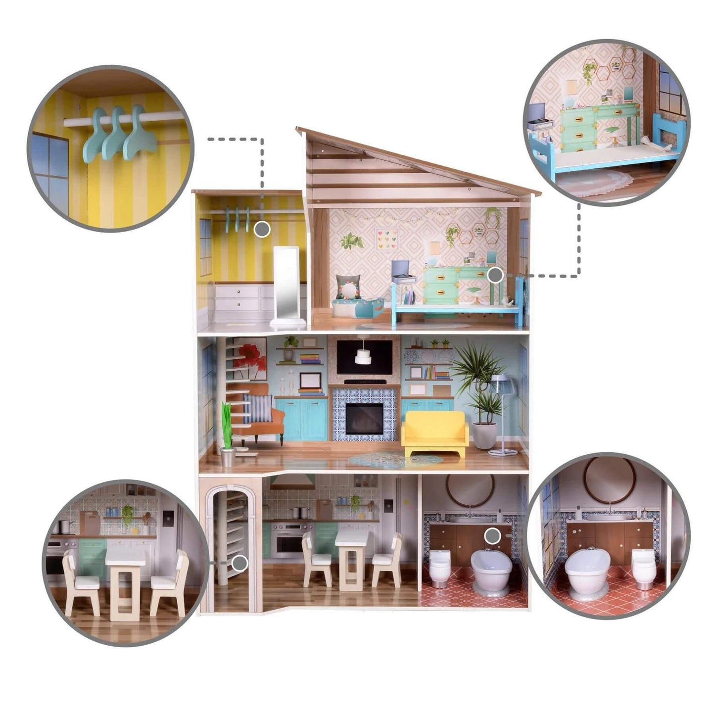 Olivia's Little World Wooden Dreamland Mediterranean Dollhouse Set