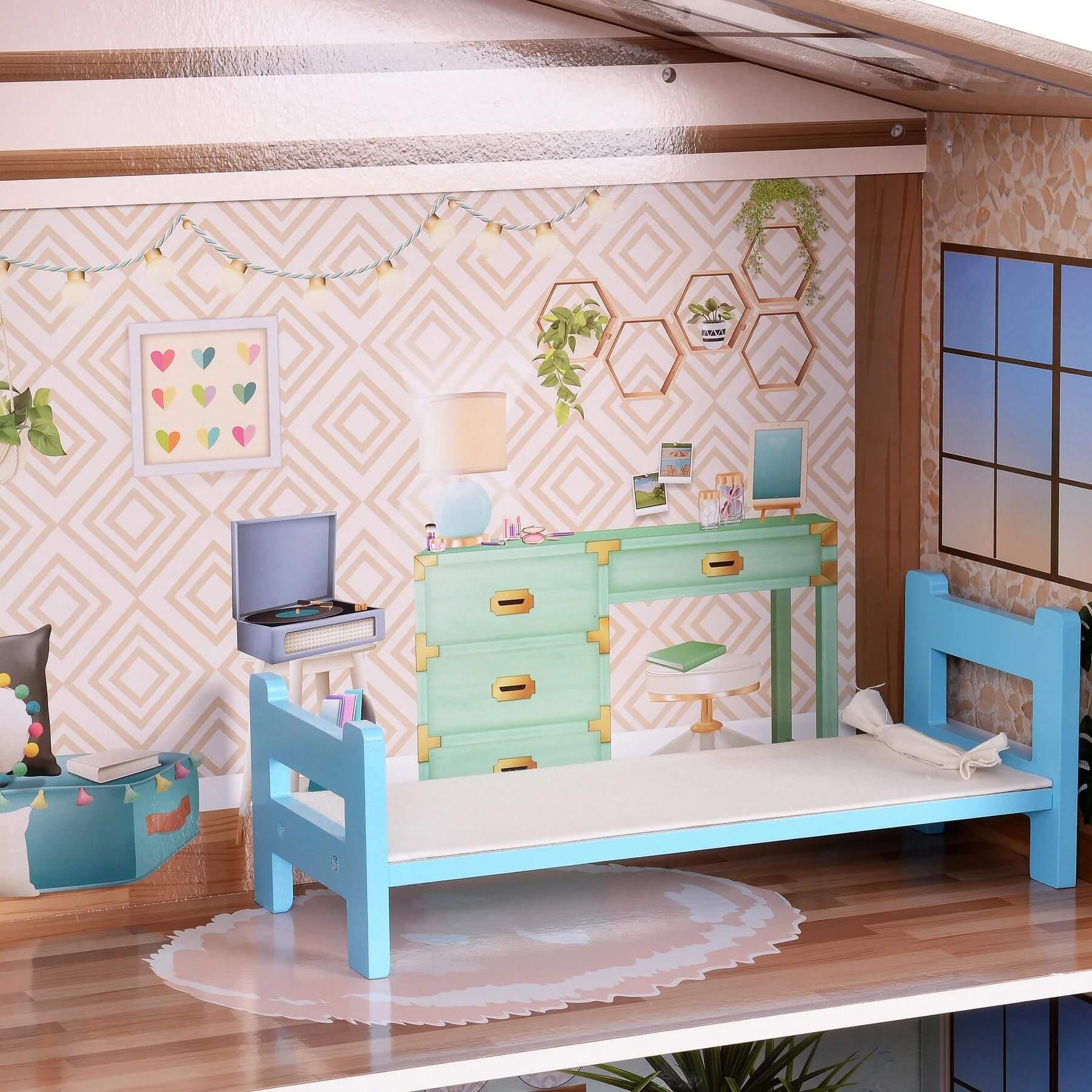 Detail of Olivia's Little World Wooden Dreamland Mediterranean Dollhouse Set