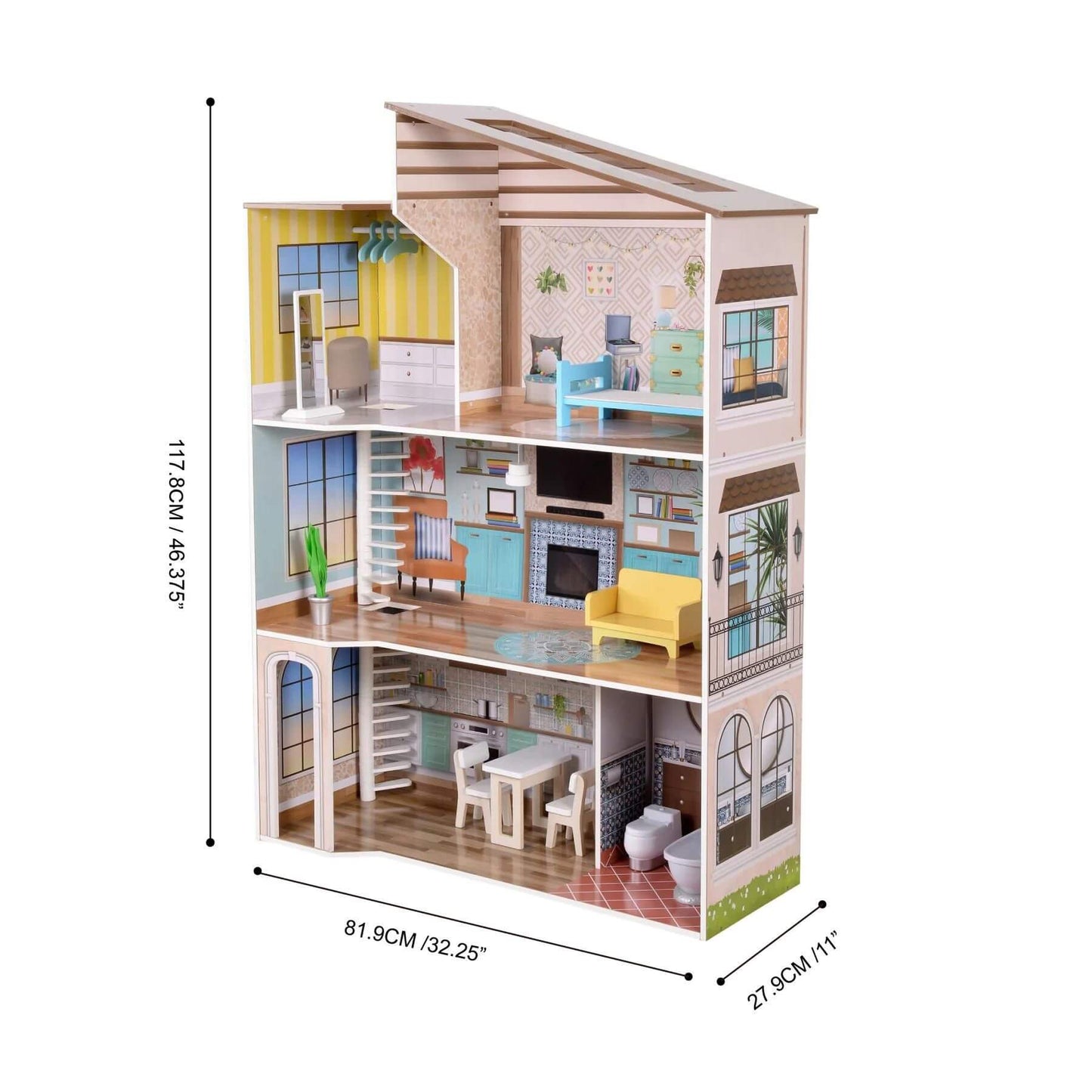 Olivia's Little World Wooden Dreamland Mediterranean Dollhouse Set