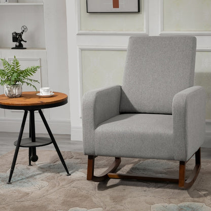 HOMCOM Nursery Rocker with Curved Wood Base Grey