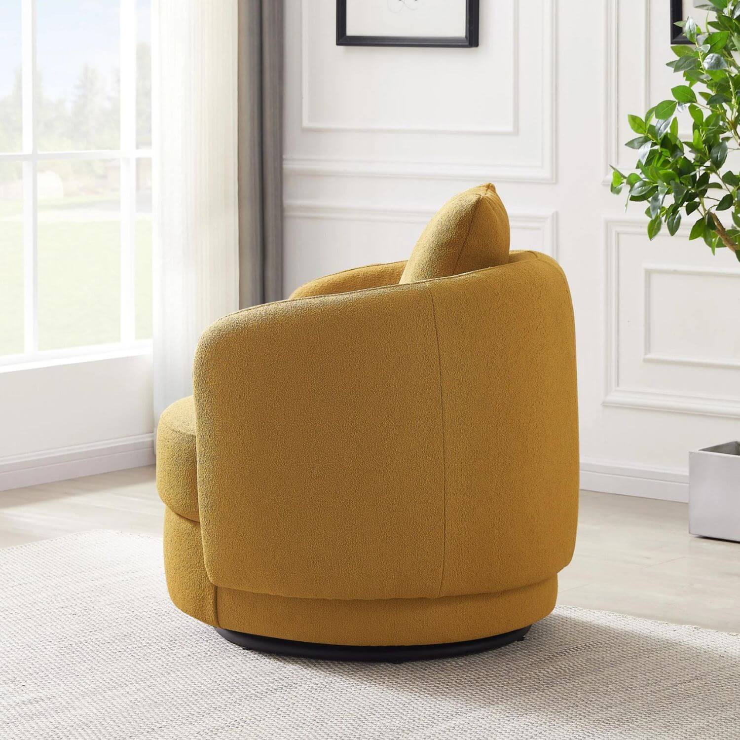 Side View of Ashcroft Dylan Boucle Lounge Nursery Chair Gold
