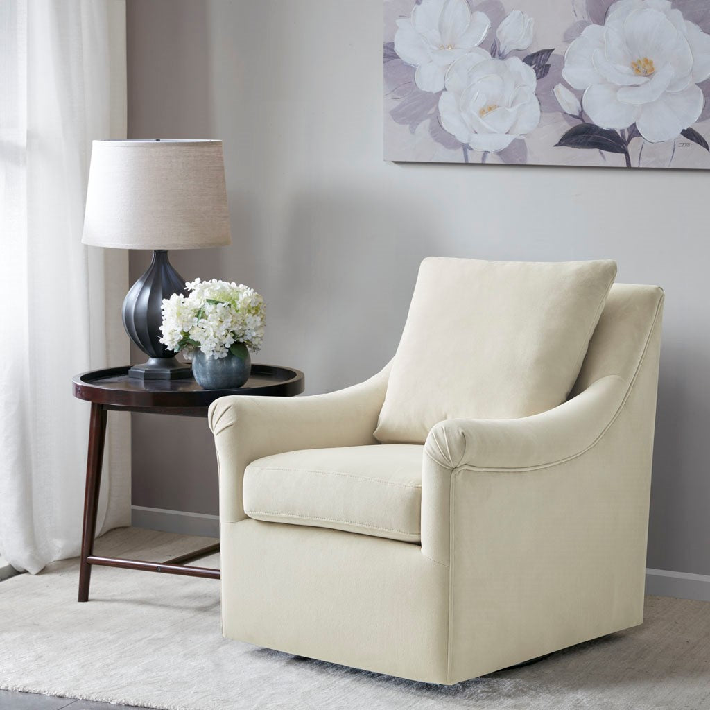 Madison Park Deanna Upholstered Swivel Accent Chair | Cream