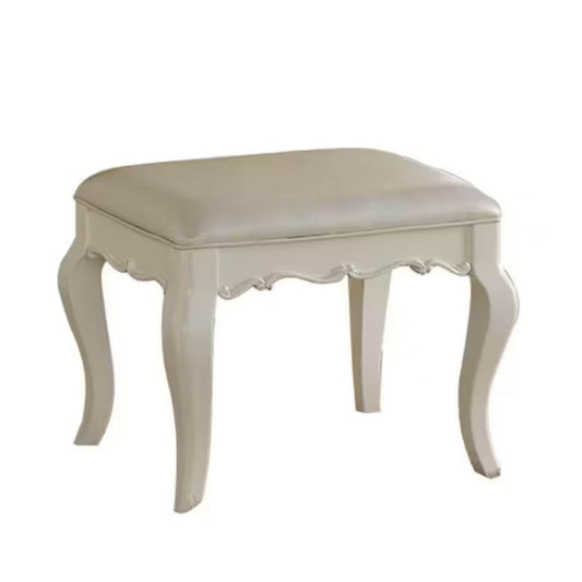 ACME Edalene Vanity Stool | Pearl Synthetic Leather & Pearl White