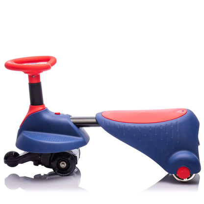 Side view of HIFINE 6V Kids Ride On Electric Wiggle Car - Red & Blue