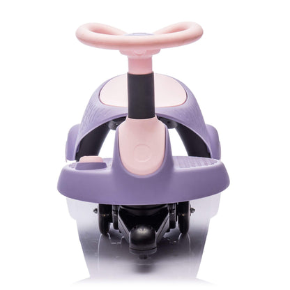 Front view of HIFINE 6V Kids Ride On Electric Wiggle Car - Purple