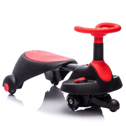 HIFINE 6V Kids Ride On Electric Wiggle Car - Red & Black
