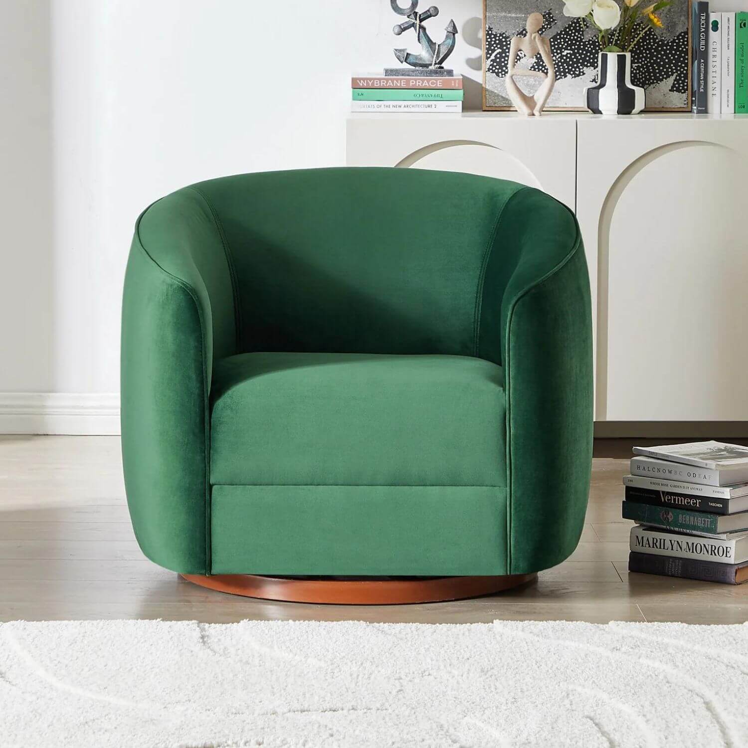Ashcroft Elise Dark Green Velvet Nursery Swivel Chair - Lifestyle