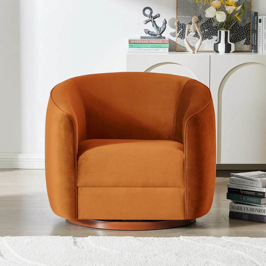 Ashcroft Elise Velvet Nursery Swivel Chair in Burnt Orange - Lifestyle