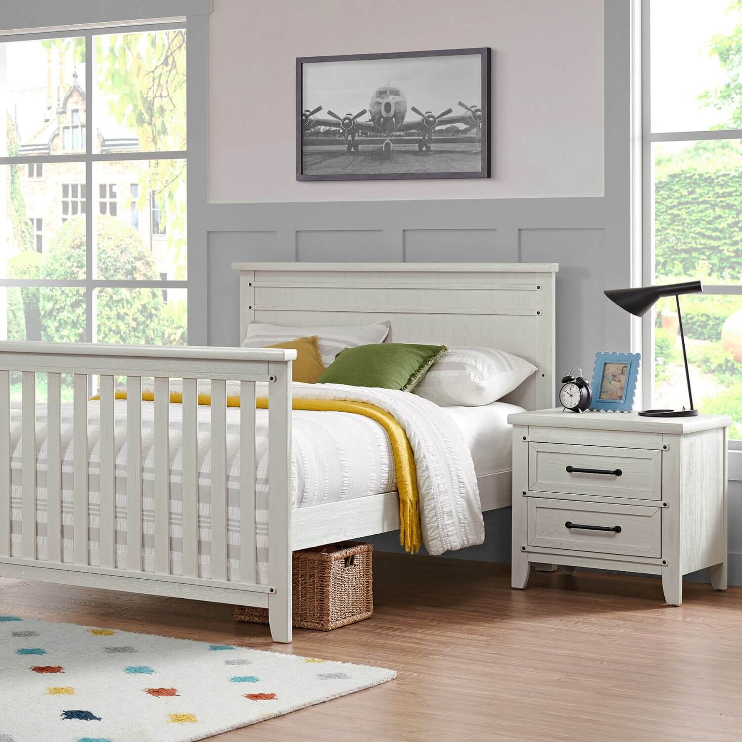 Soho Baby Ellison 2-Drawer Nightstand | Rustic White