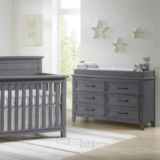 Soho Baby Ellison Changing Topper For 6-Drawer Dresser | Ash Gray