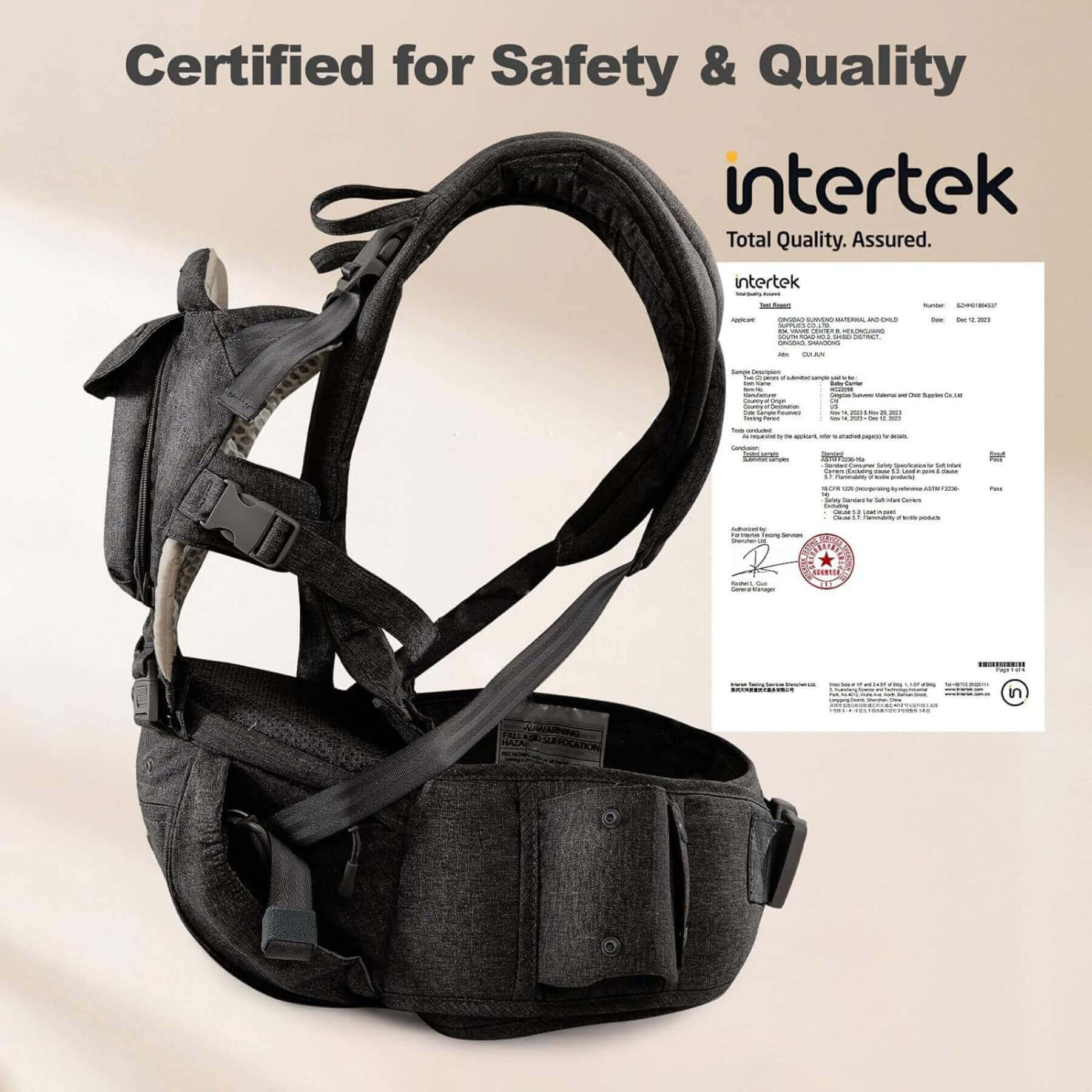 Sunveno Ergonomic Baby Carrier 3-in-1 Black