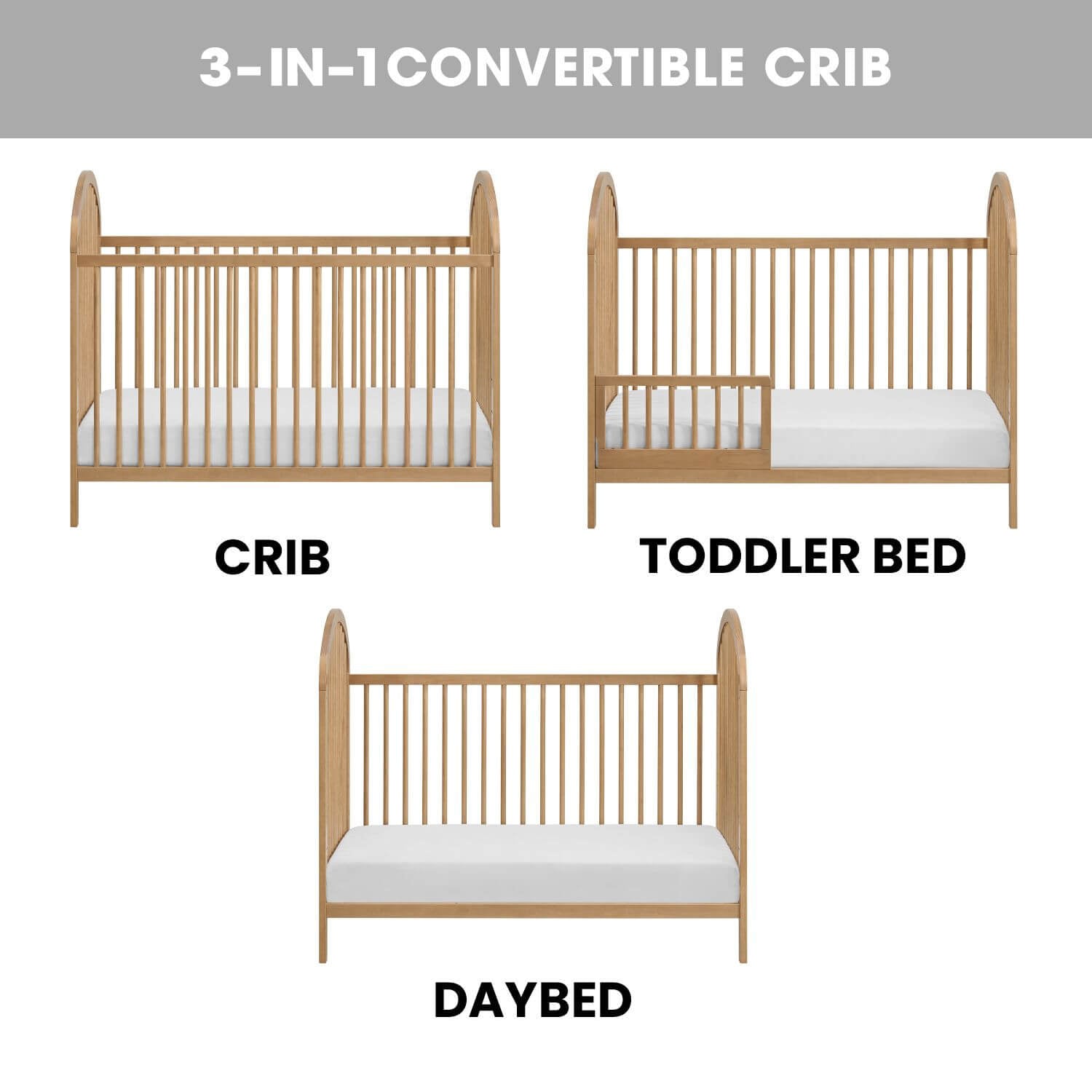 Oxford Baby Everest 3 In 1 Island Crib Honey Wood