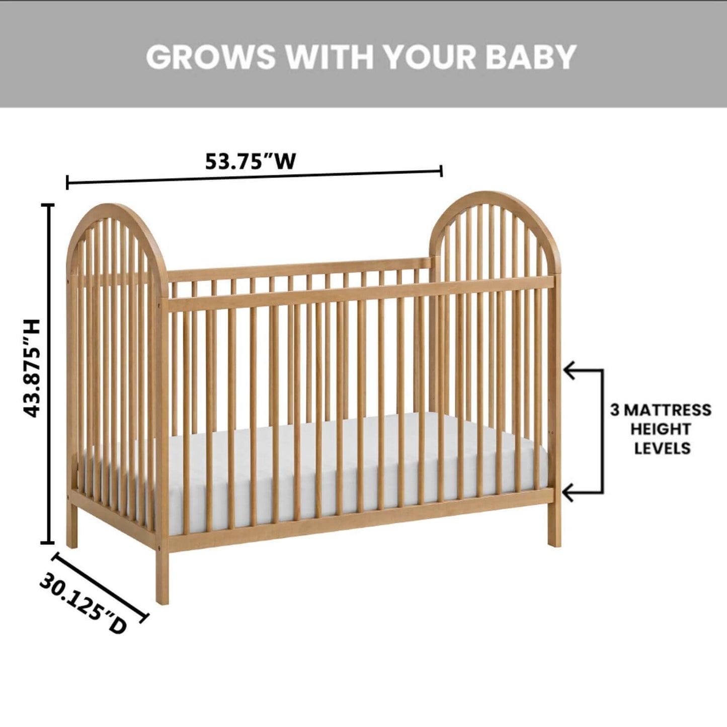 Oxford Baby Everest 3 In 1 Island Crib Honey Wood