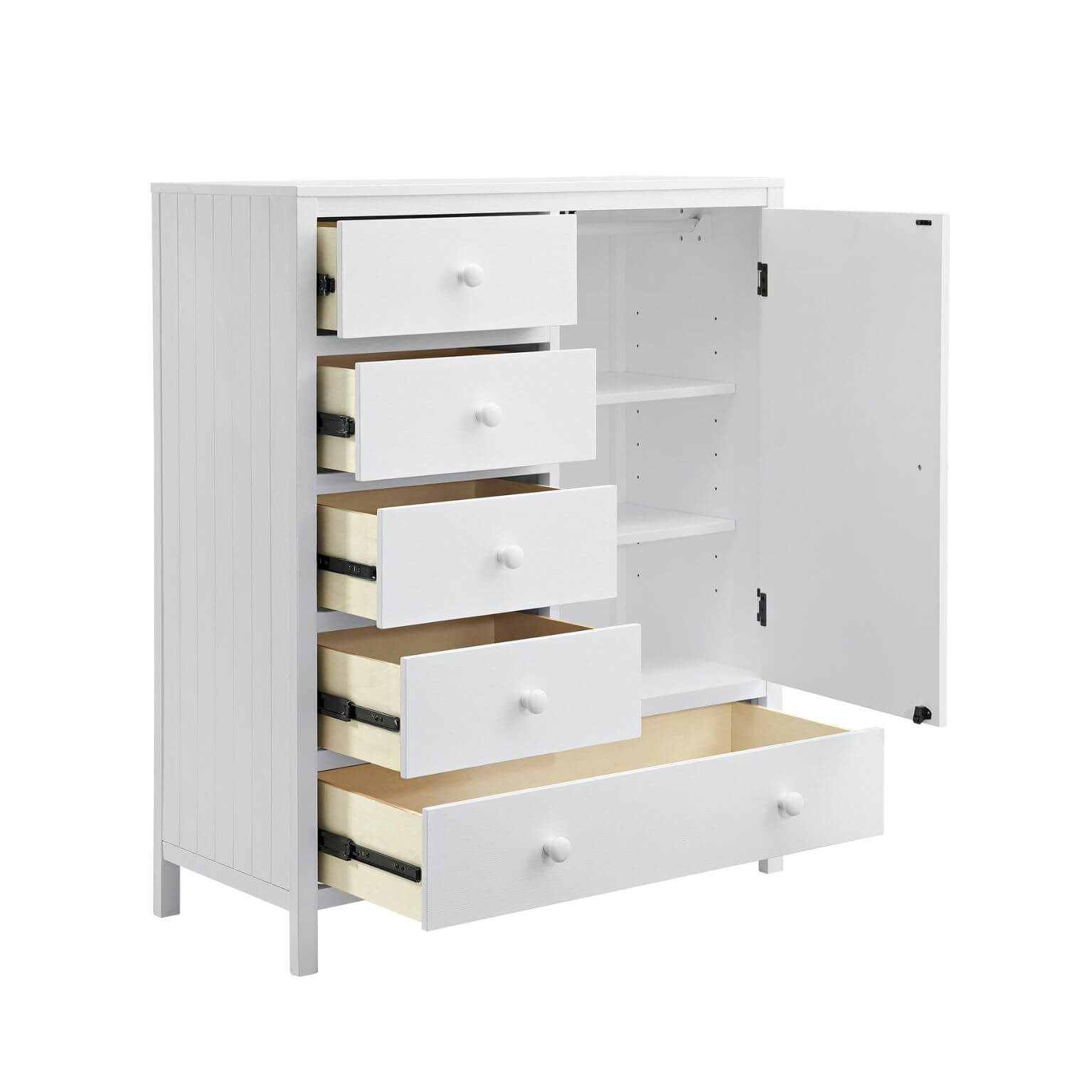 Soho Baby Everlee 5 Drawer Chifferobe in Whitewash - Open