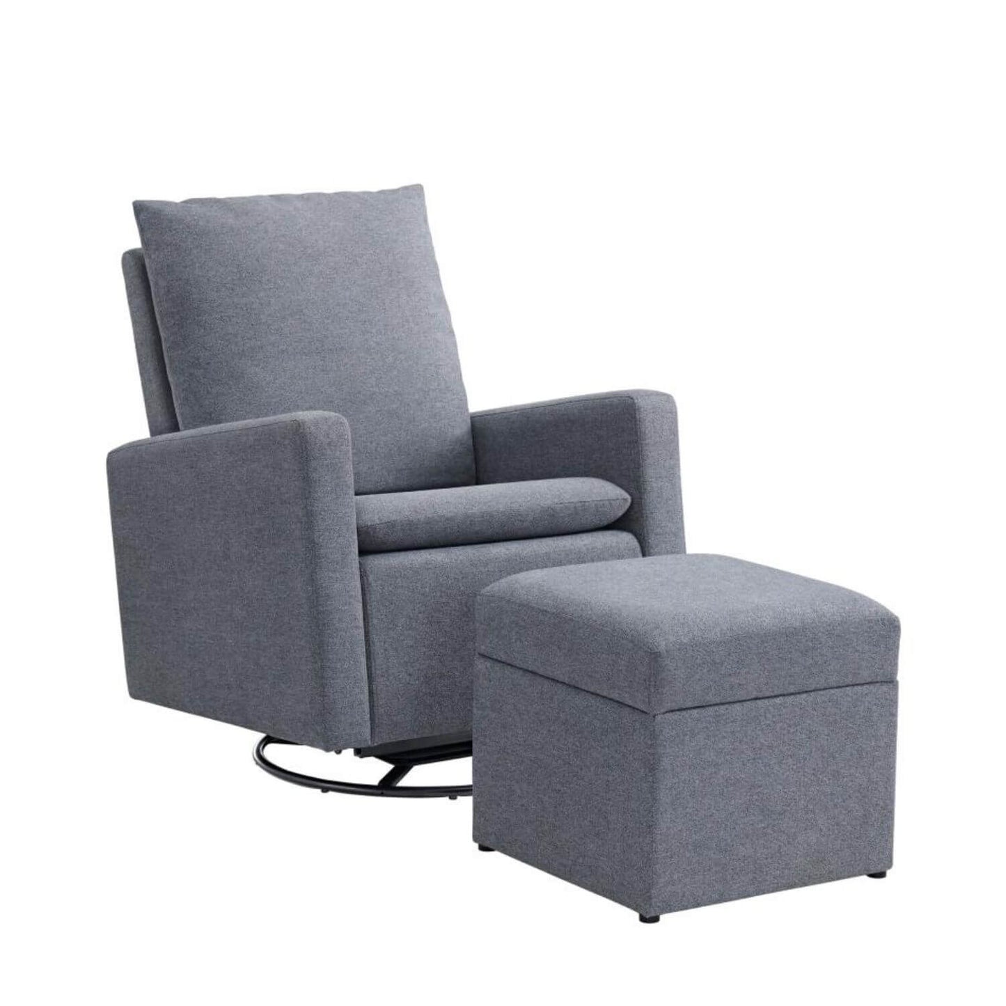 Oxford Baby Everlee Upholstered Glider and Ottoman Set in Charcoal