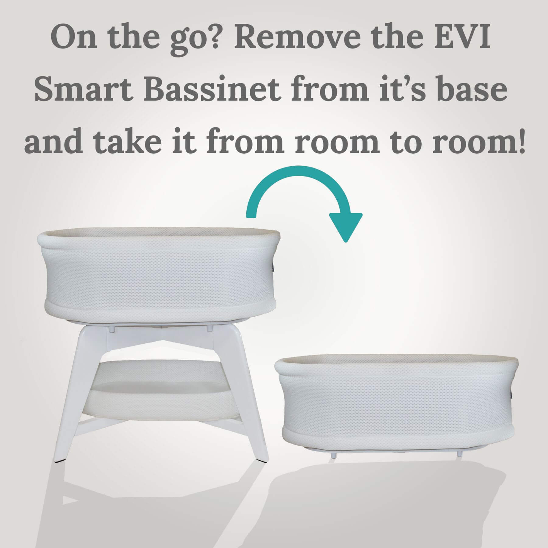 TruBliss Evi Smart Bassinet - White on White